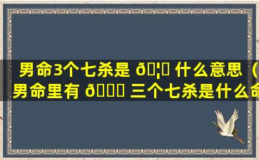 男命3个七杀是 🦅 什么意思（男命里有 🐕 三个七杀是什么命格）